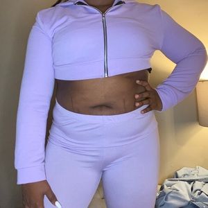 2 piece hoodie crop sweater
